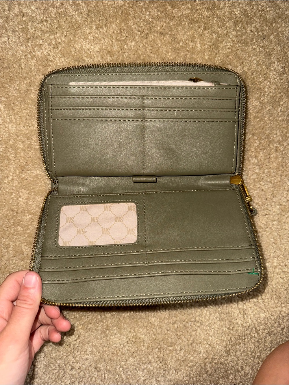 Steve Madden Olive Green Zip-Around Wristlet - Picture 3 of 4